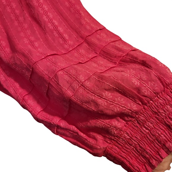 J Jill Hot Pink Textured Button Front Tiered Midi Dress 2X - Picture 4 of 7